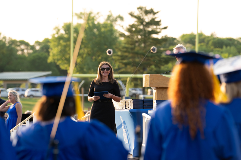 Sarah Speer speaking at a community event